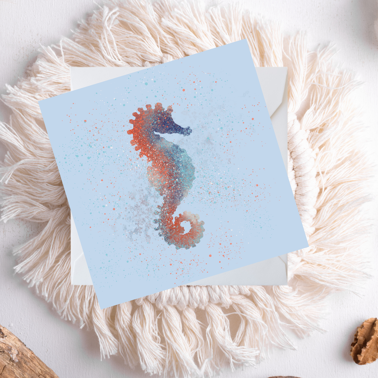 Splatter Seahorse Card
