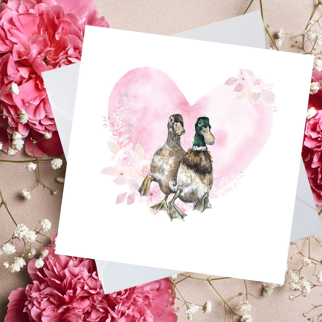 Duck Heart Love Greeting Card