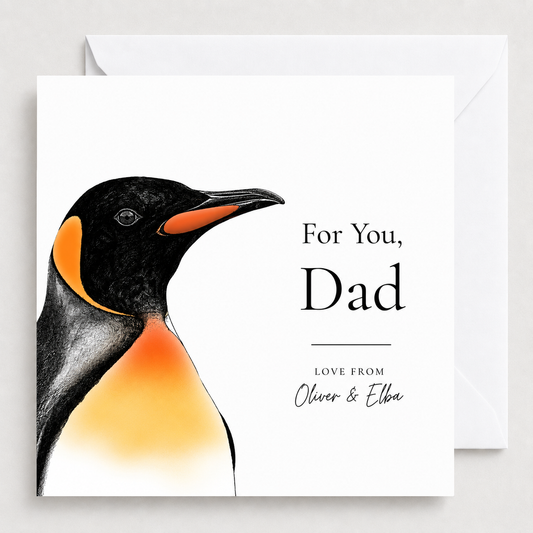Personalised Penguin Card for Dad | Wildlife Illustration Greeting Card