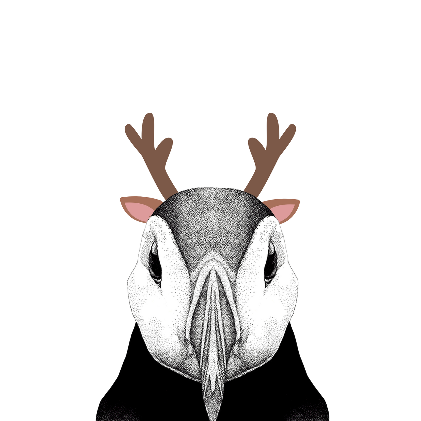 Reindeer Puffin Greeting Card
