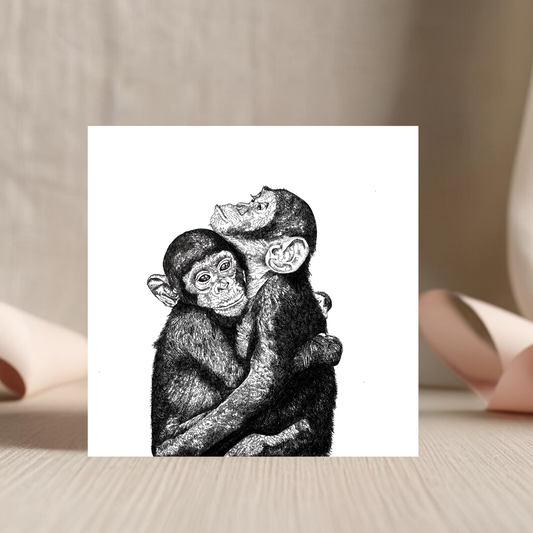 Chimpanzee Cuddles Card