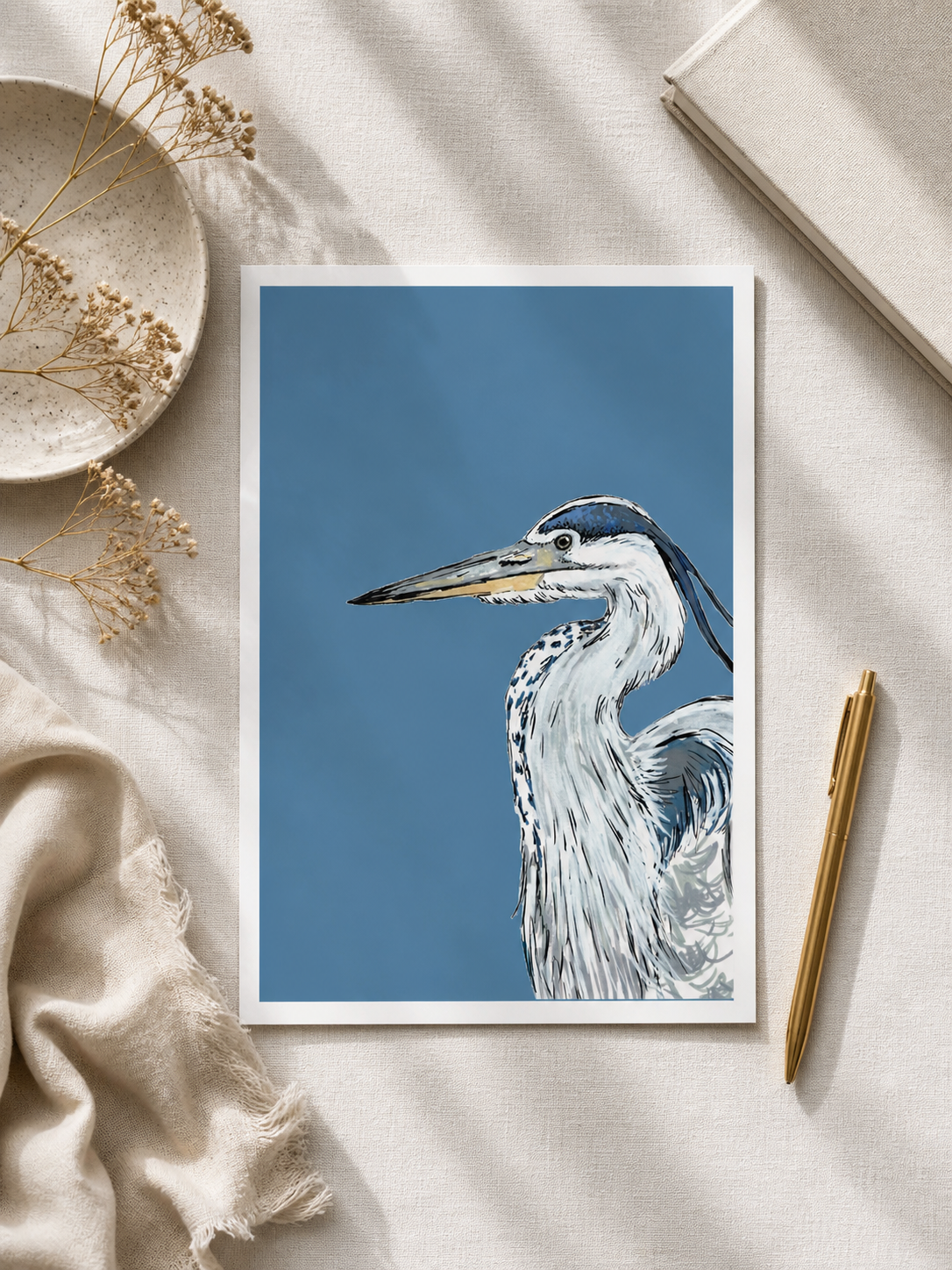 Heron British Bird Art Print