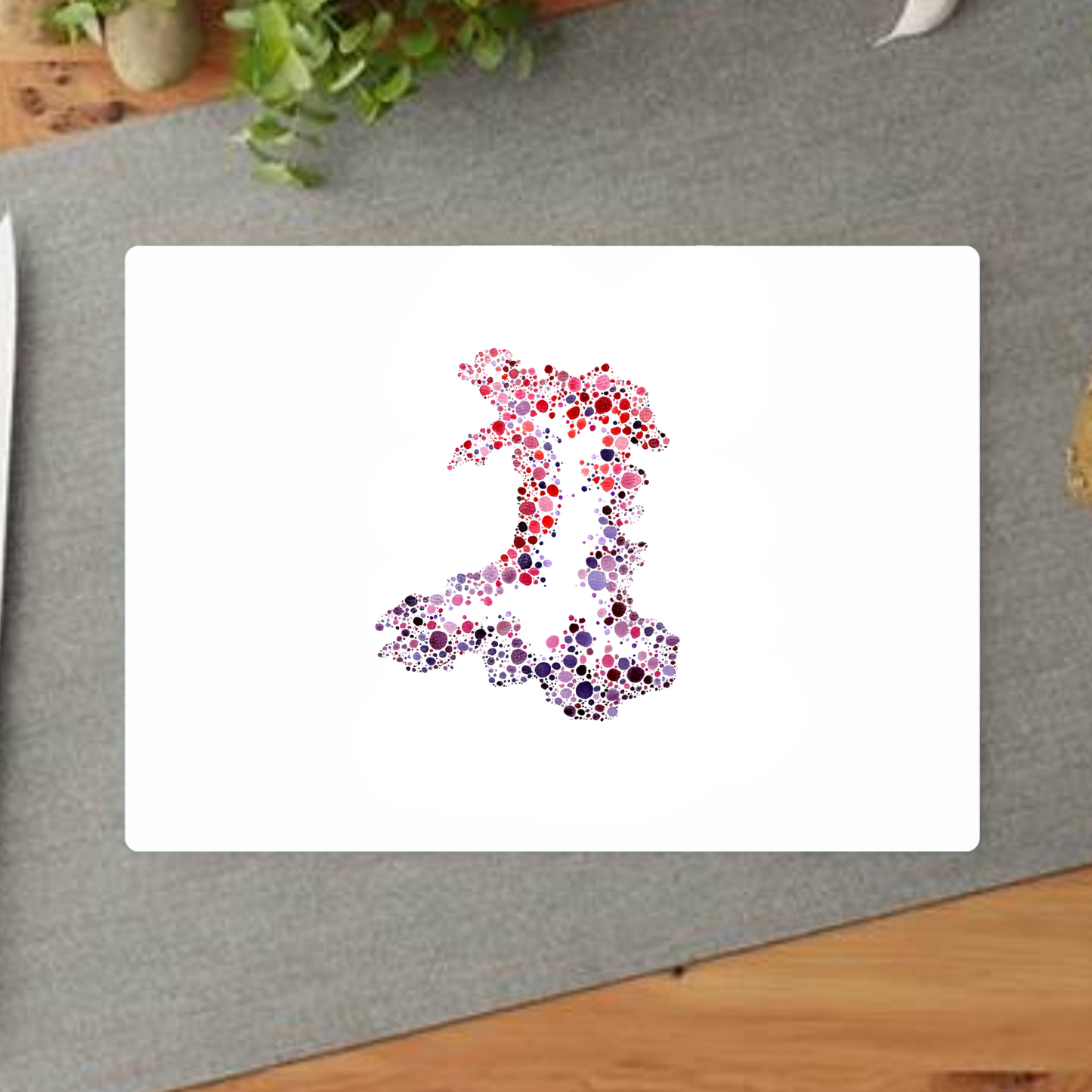 Watercolour Dot Wales Decorative Chopping Board