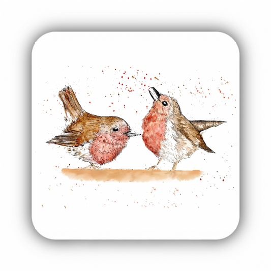 Two Robin Watercolour Coaster