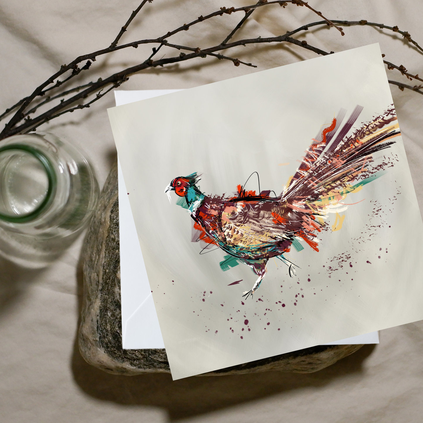Abstract Pheasant Card