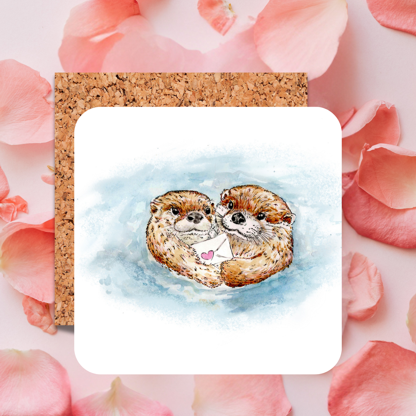 Watercolour Otter Love Letter Coaster