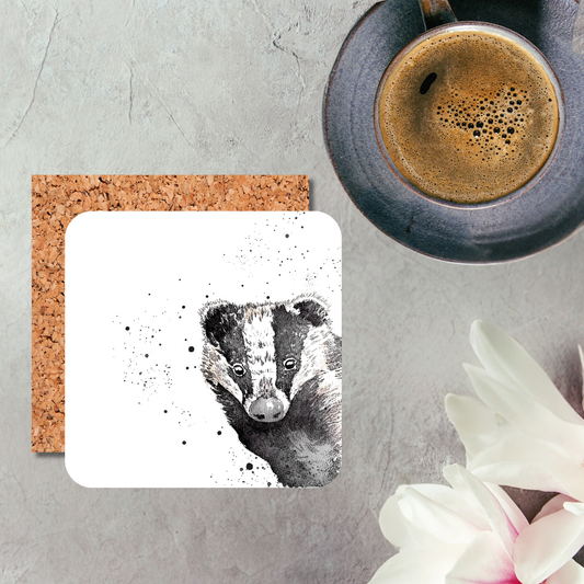 Watercolour Badger Coaster