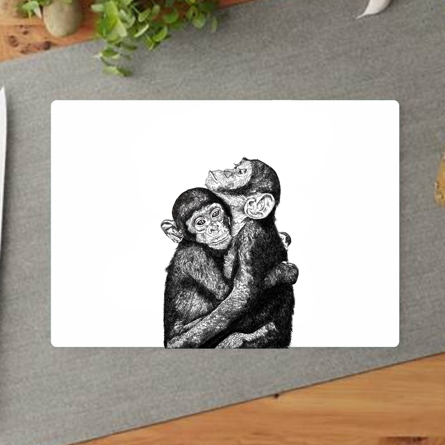 Chimpanzee Cuddles Decorative Chopping Board