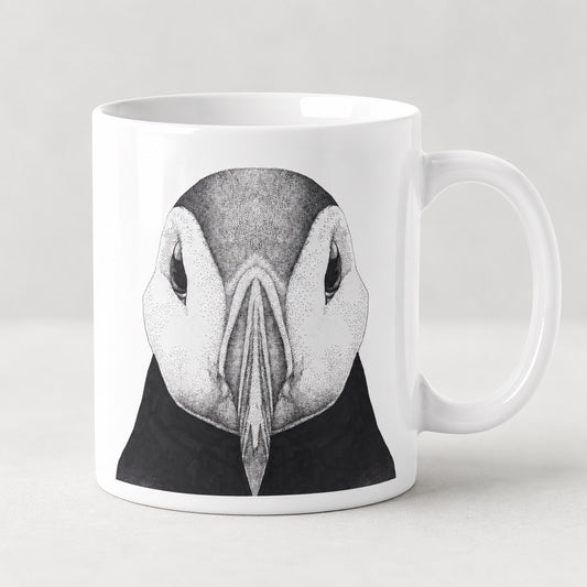 Black and White Puffin Bone China Mug