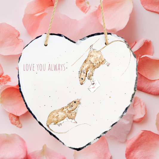 Mice Love Letter Rock Hanging Slate