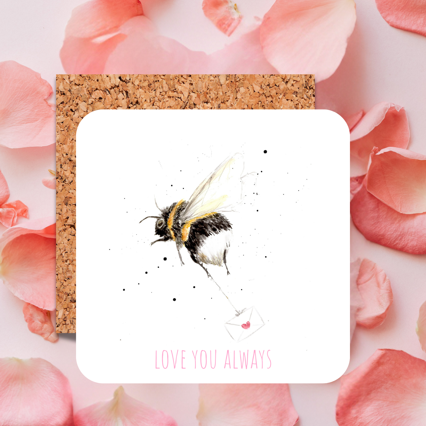 Watercolour Bee Love Letter Coaster