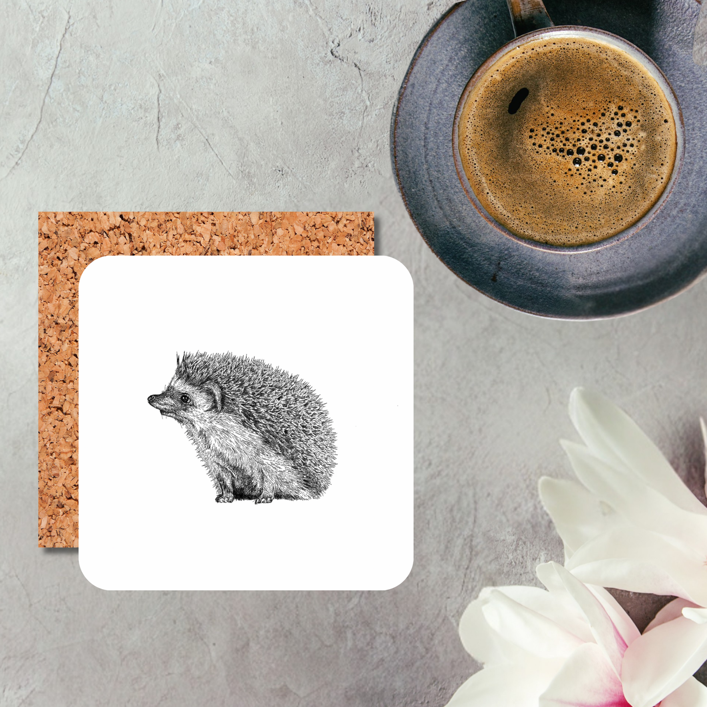 Black & White Hedgehog Coaster