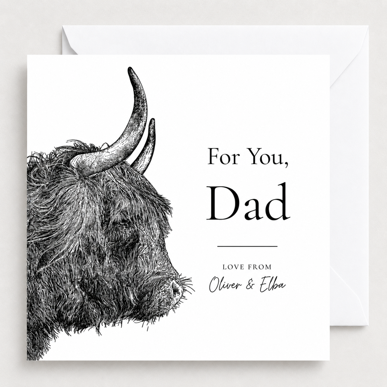 Personalised Highland Cow Card for Dad | Wildlife Father’s Day Greeting Card