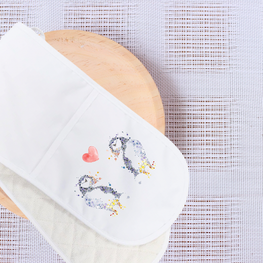 Puffins In Love Double Oven Gloves