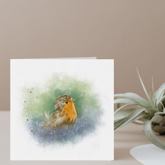 Robin Swimming Watercolour Card
