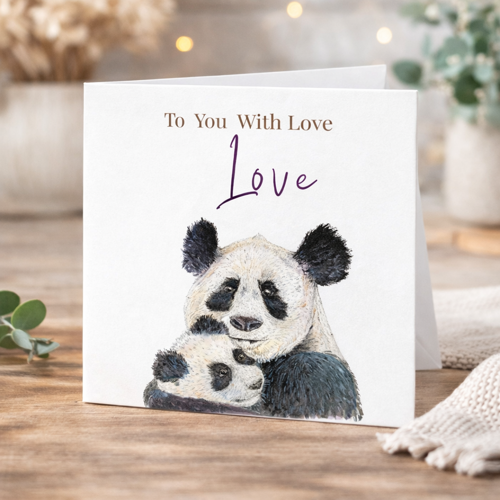 Panda and Cub Watercolour Card