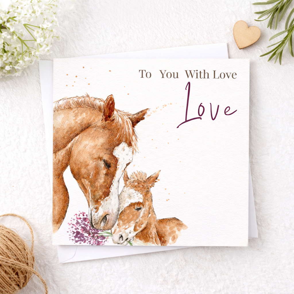 Horse and Foal Watercolour Card