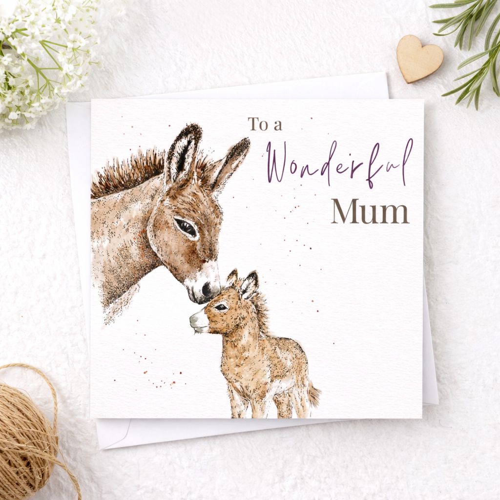 Donkey and Foal Watercolour Card