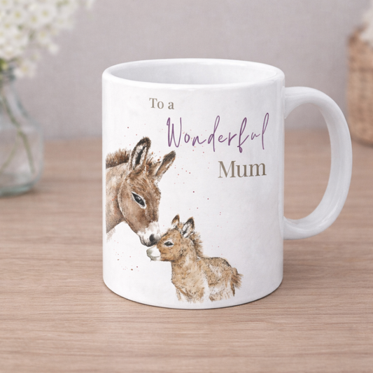 Donkey and Foal Watercolour Bone China Mug Gift Set