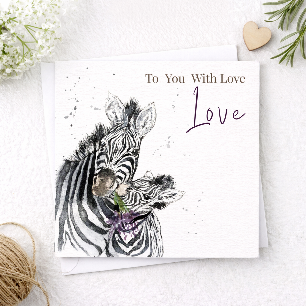 Zebra and Foal Watercolour Card