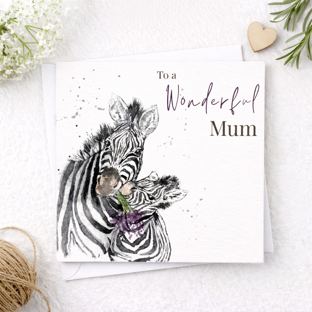 Zebra and Foal Watercolour Card