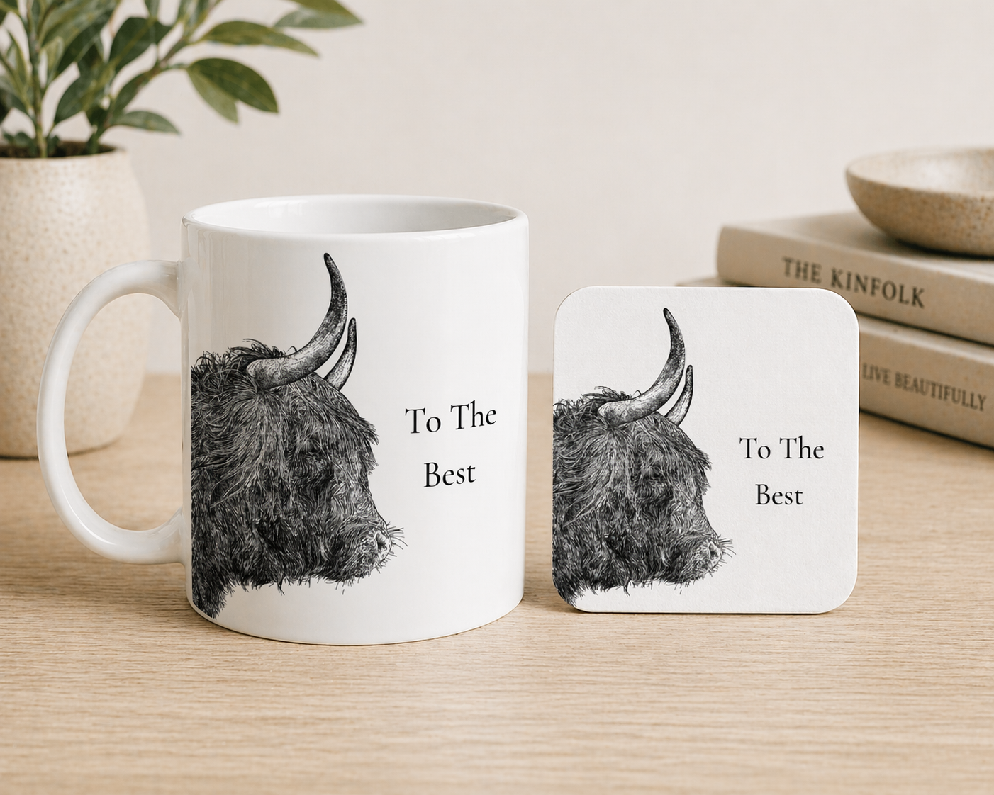 Highland Cow Bone China Mug – Dad Gift Set