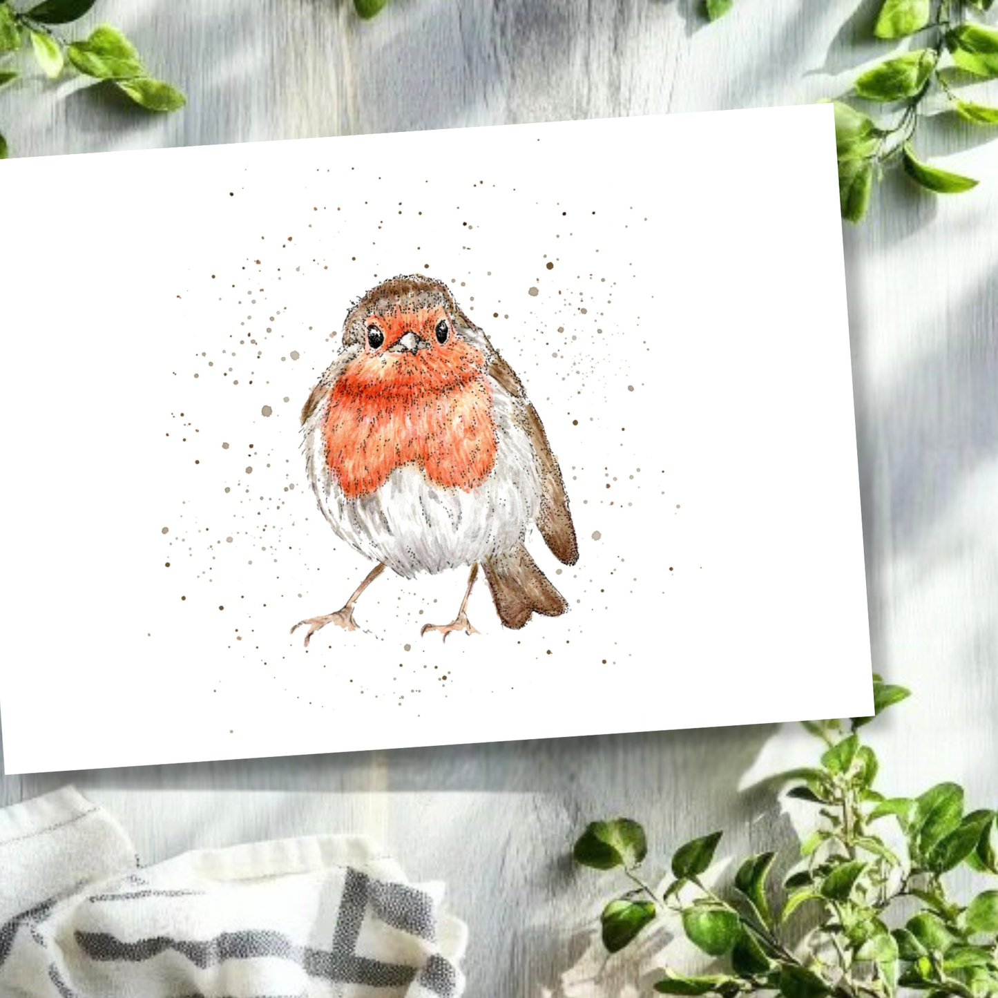 Watercolour Robin Glass Chopping Board