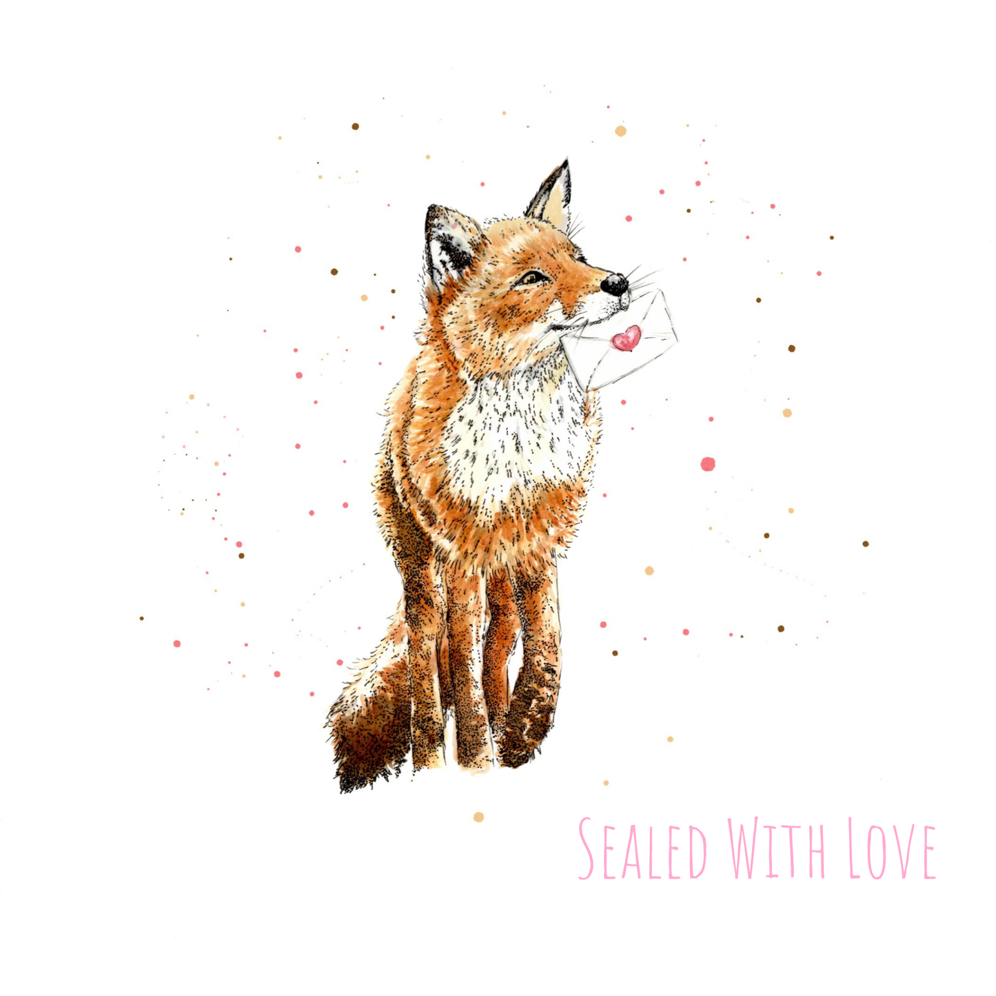 Watercolour Fox – ‘Sealed With Love’ Card