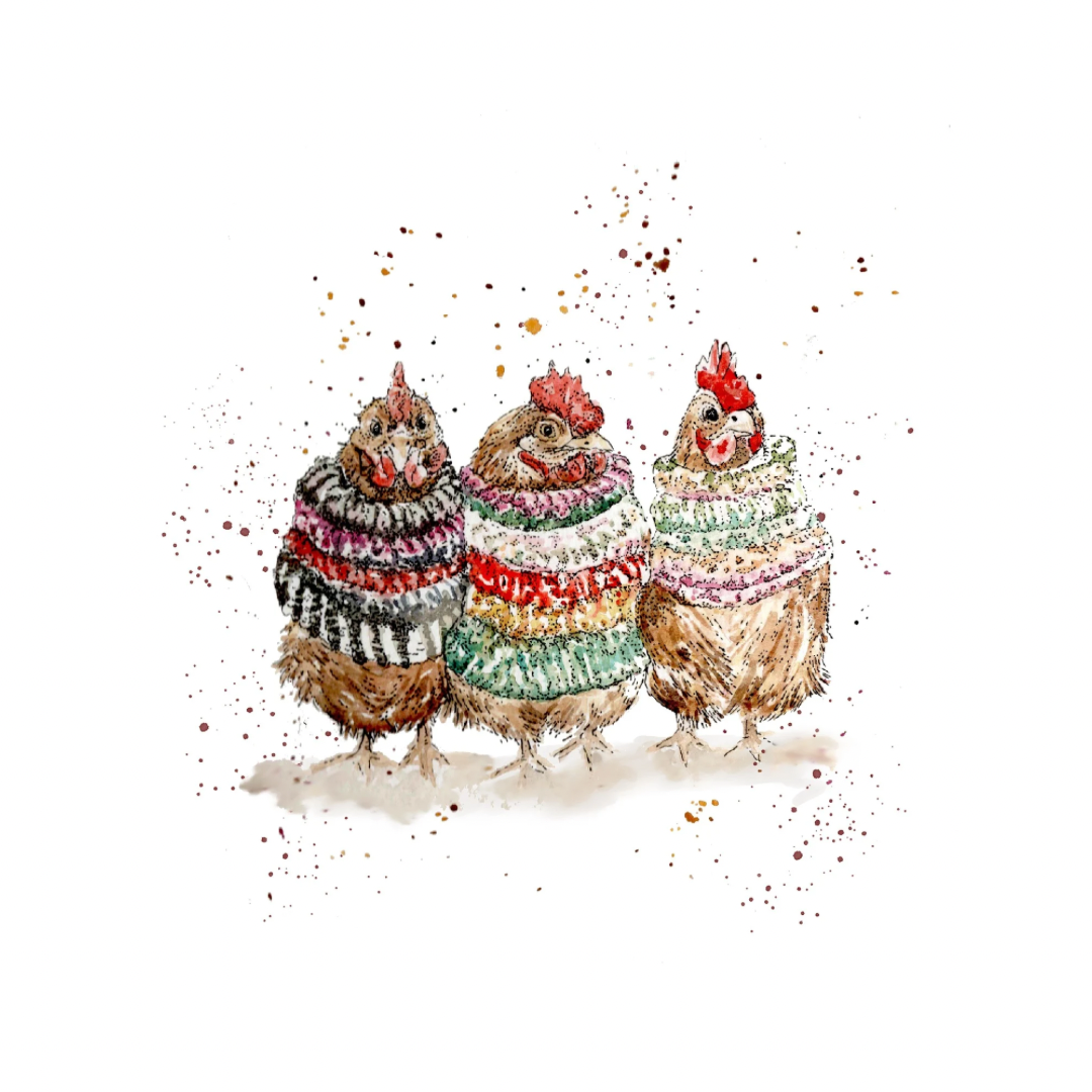 Watercolour Chicken Knitted Companions Card