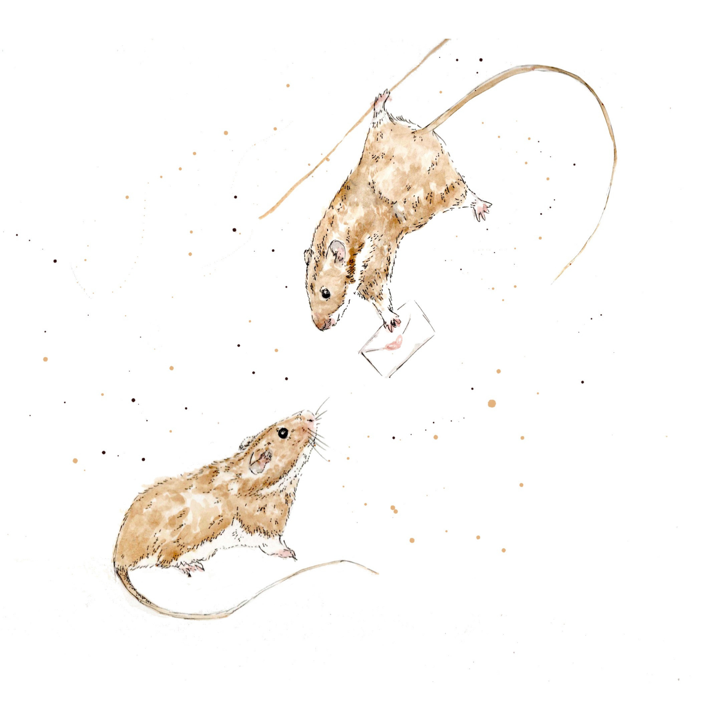Watercolour Mice Love Letter Coaster