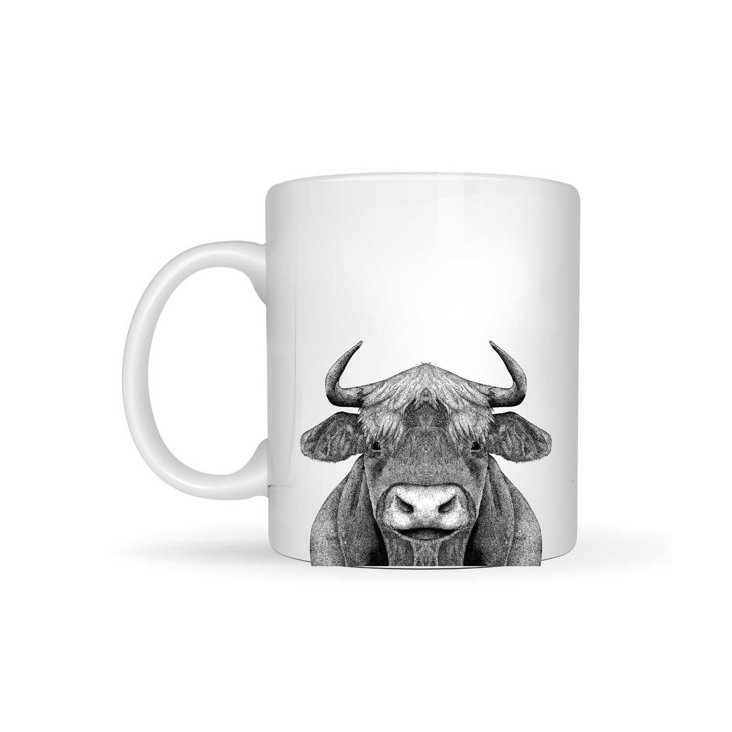 Black & White Highland Cow Coaster Bone China Mug