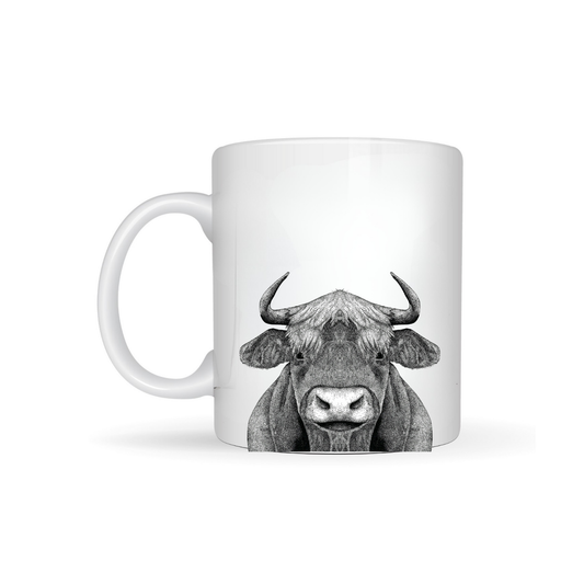 Black & White Highland Cow Coaster Bone China Mug