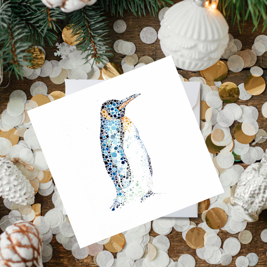 Watercolour Dot Penguin Card