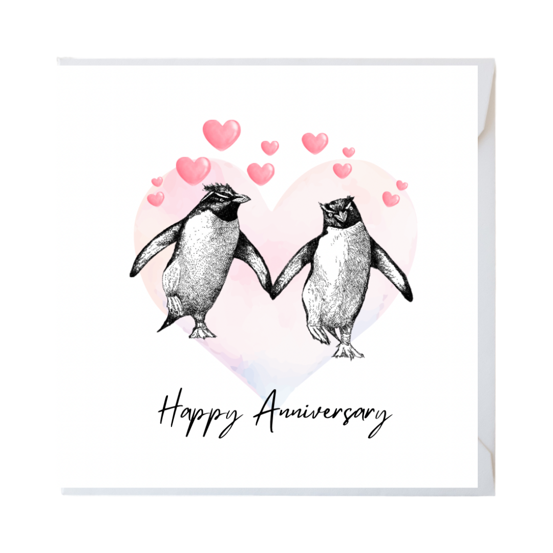 Happy Anniversary Penguins In Love Card