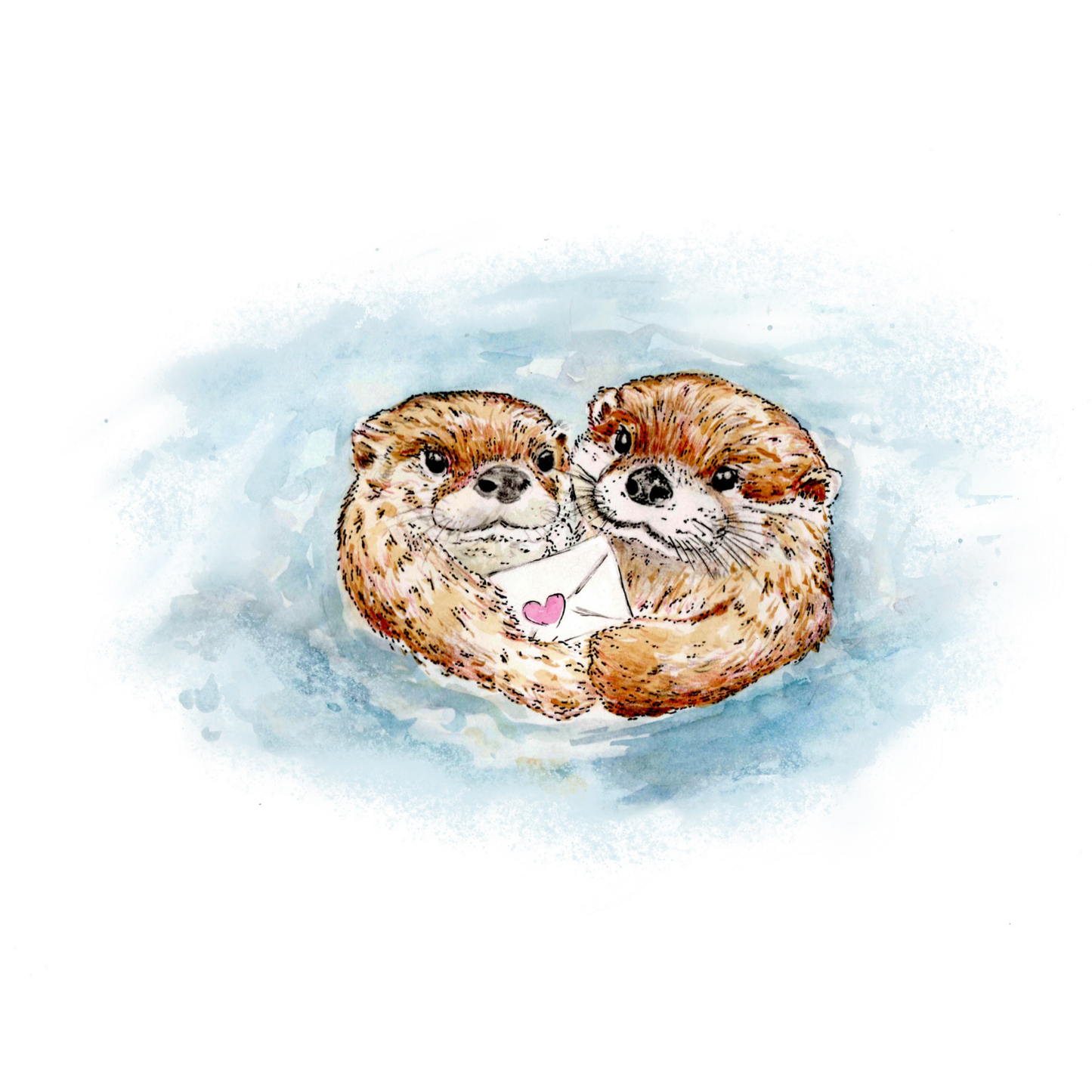 Watercolour Otter Love Letter Coaster