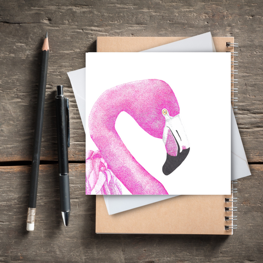 Pink Flamingo Watercolour Card