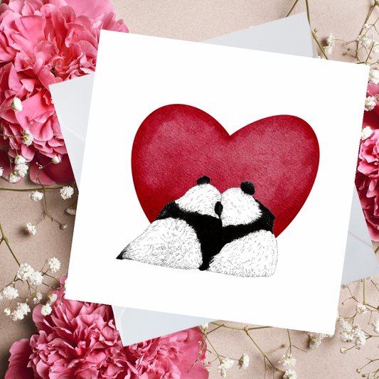 Panda Heart Love Greeting Card