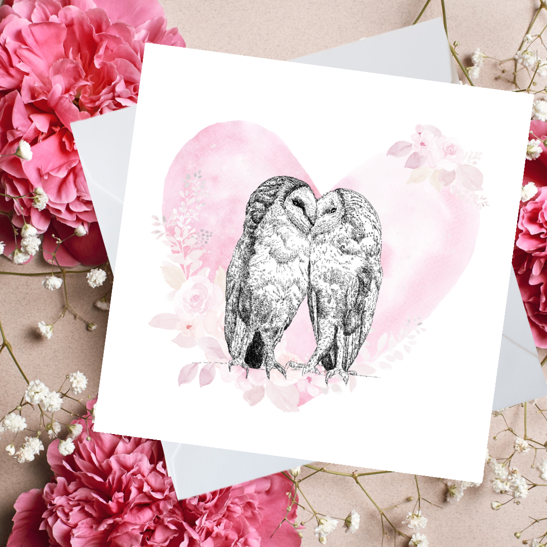 Owl Heart Love Greeting Card