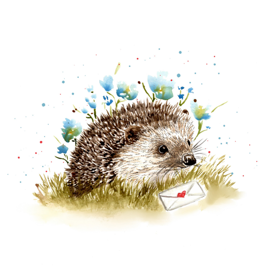 Watercolour Hedgehog - Love Letters From The Wild Card