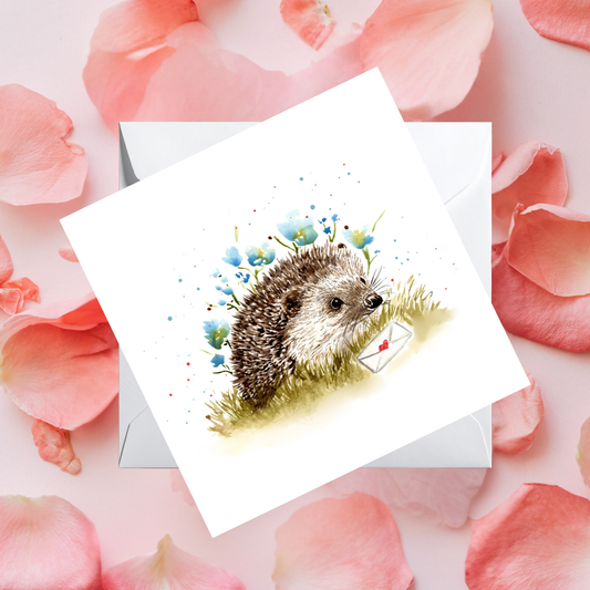 Watercolour Hedgehog - Love Letters From The Wild Card