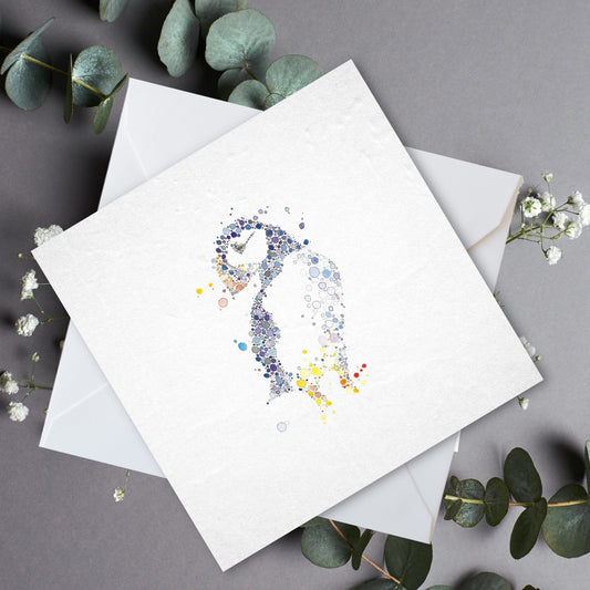 Puffin Watercolour Dot Card