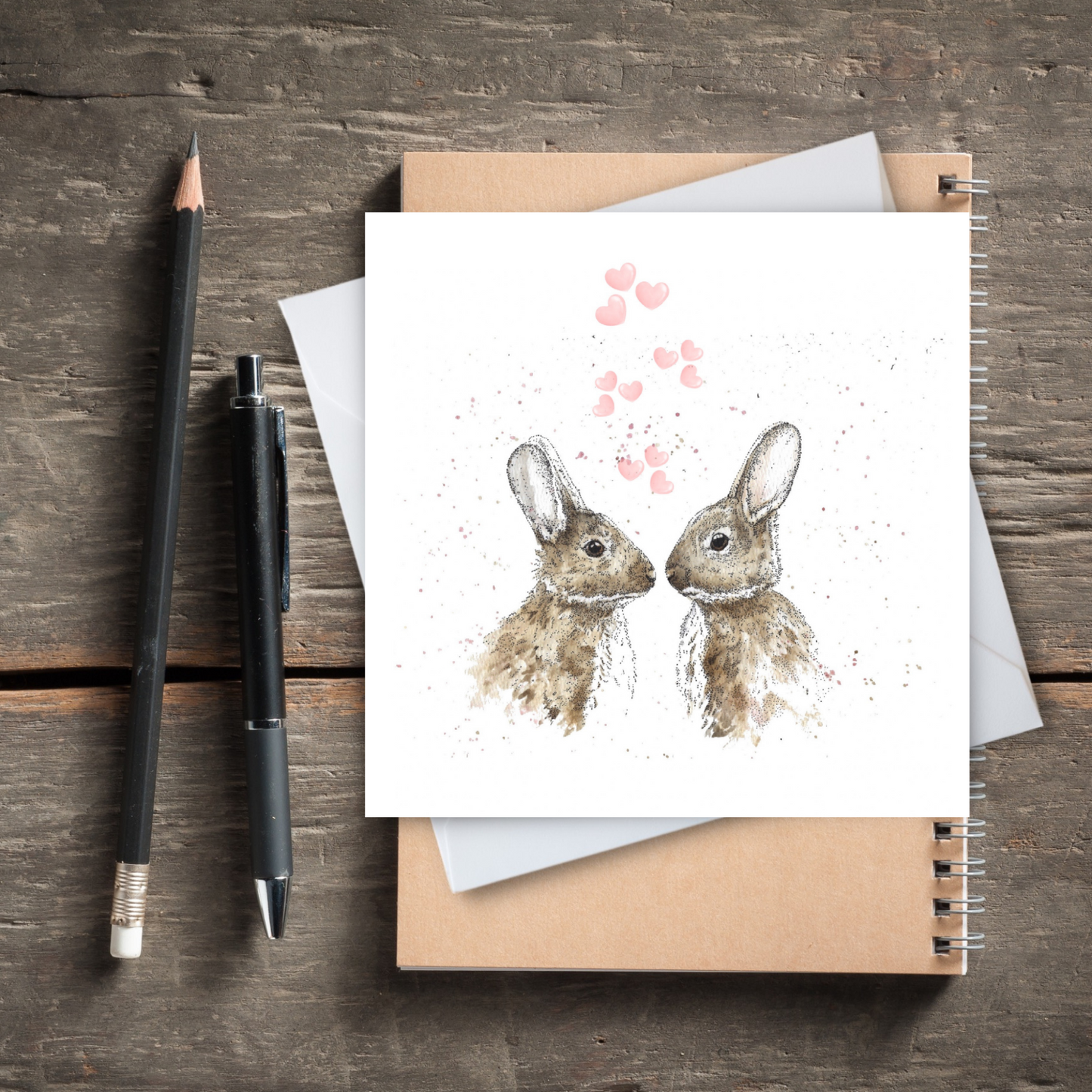 Watercolour Bunnies Card