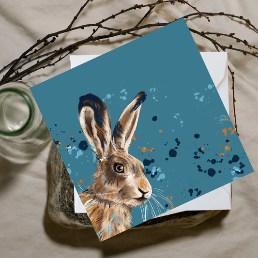 Green Hare Greeting Card