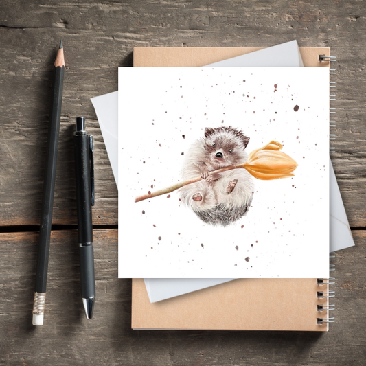 Hedgehog with Tulip Card