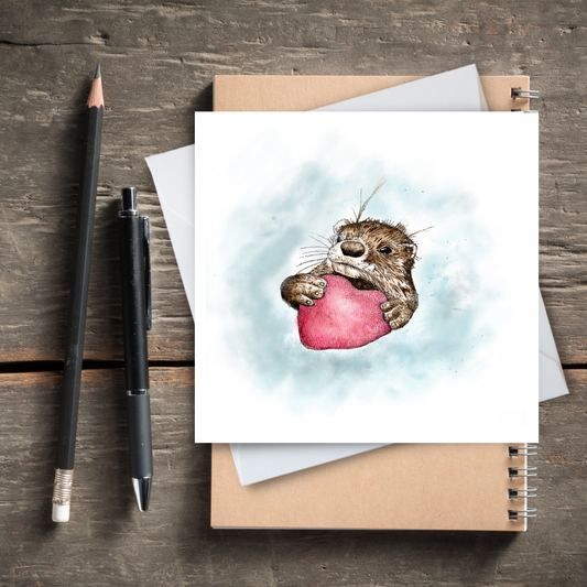 Watercolour Otter Card