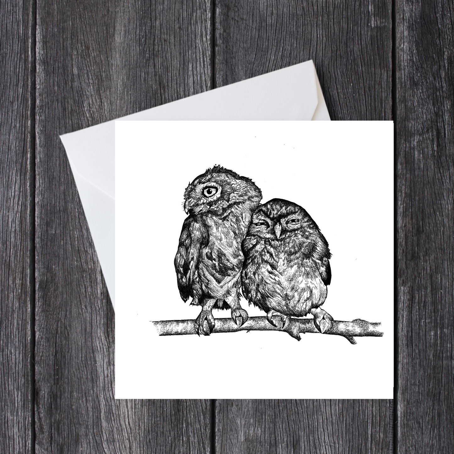 Owls Cuddling Greeting Card