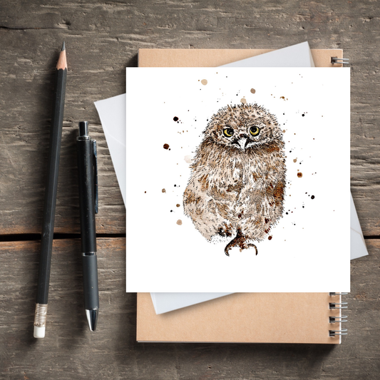 Watercolour Owlet Greeting Card