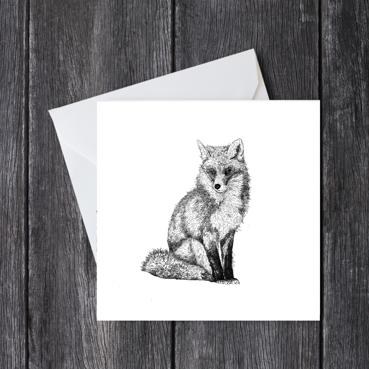 Black & White Fox Card