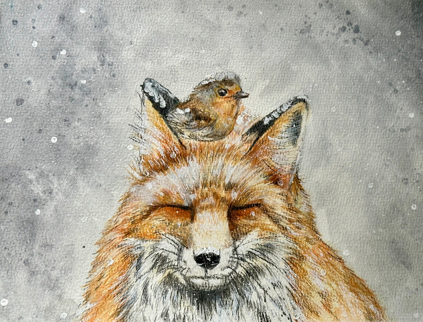 Watercolour Fox & Robin Card