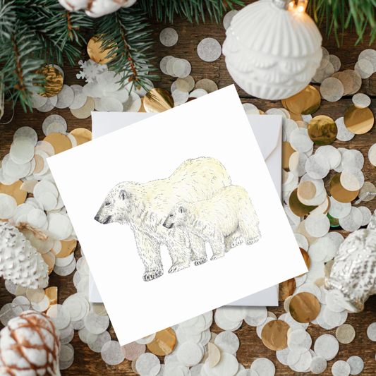 Watercolour Polar & Cub Card